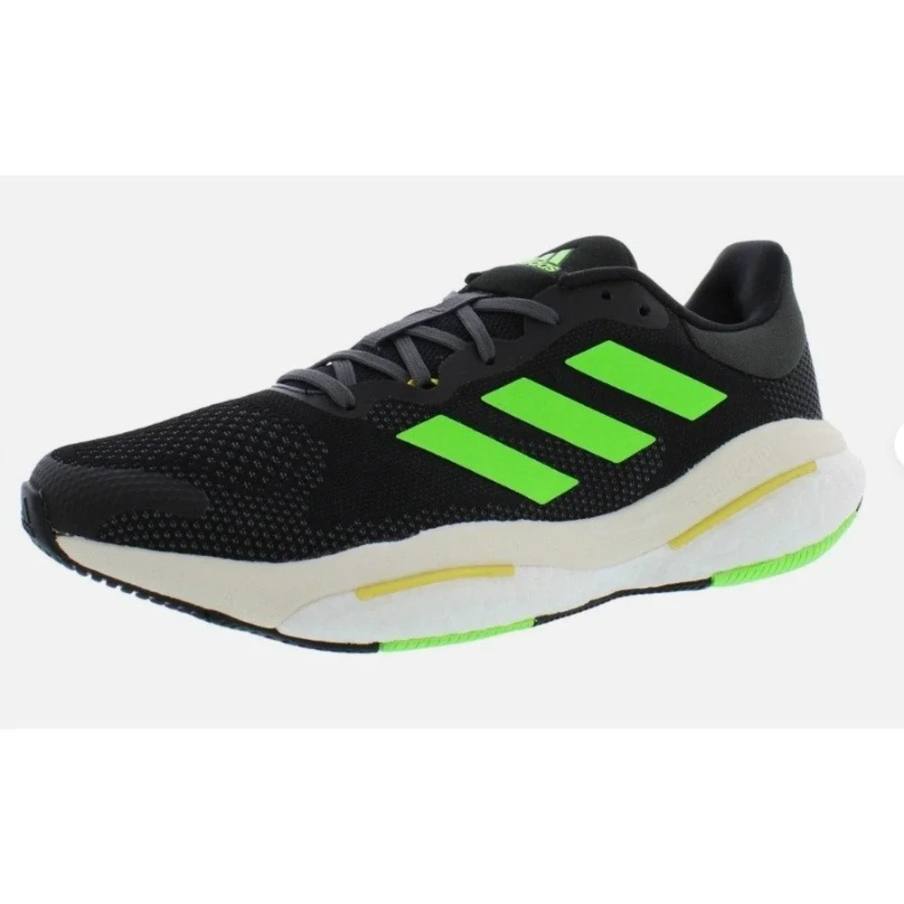 Adidas SolarGlide 5 Mens Running Shoes Black Solar Green GX6703 Size 10